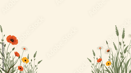 A minimalist and serene illustration of leaves and stems. Perfect for backgrounds, website design, or representing natural themes and growth.