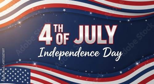 4th of july independence day celebration background american flag stars on blue wave design