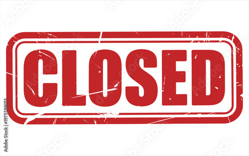 Red rubber stamp impression with the word closed in a rectangular border