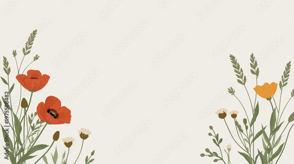 Fototapeta premium A minimalist illustration of leaves creates a calming and natural aesthetic. Perfect for backgrounds, website design, or conveying eco-friendly concep
