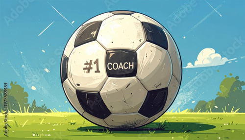 Soccer Ball with Coach Number One Label.