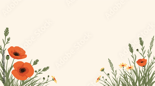 A vibrant, stylized illustration featuring lush green leaves and a bright orange flower. Perfect for backgrounds, website design, or adding a touch of