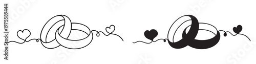 Wedding ring. Engagement ring Vector illustration.  engagement ring with heart. line art. Editable stroke. 