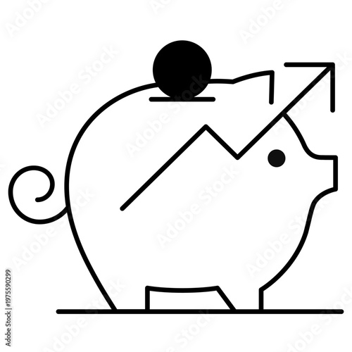Save Money Icon, Personal Finance and Cost Saving Strategy Representation Using Piggy Bank Concept, Supporting Budget Planning and Financial Stability for Individuals and Businesses