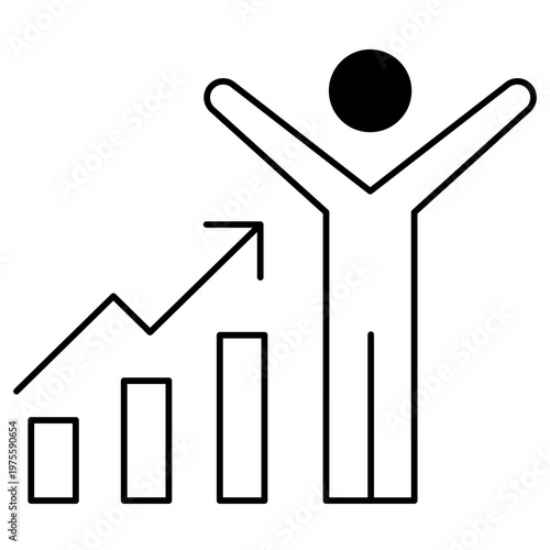 Increased Autonomy Icon, Employee Independence and Self Management Representation Through Growth and Performance Visualization, Driving Empowerment and Organizational Innovation