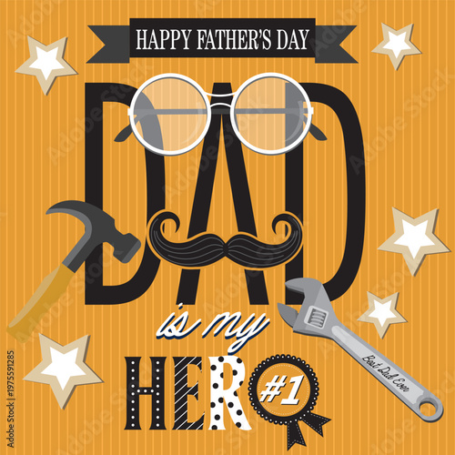 Happy Father's Day Celebration Graphic with Retro Elements