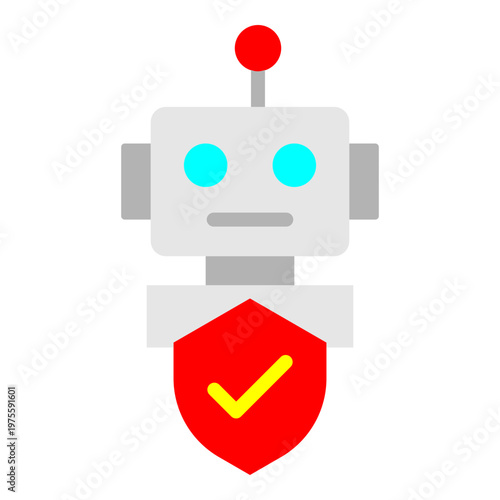 Security Robot Vector Flat Icon Design