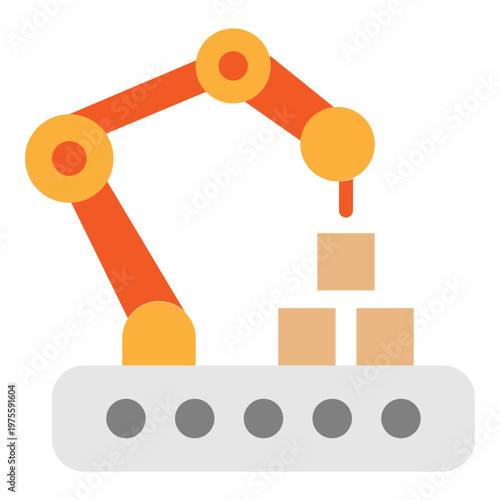 Assembly Robot Vector Flat Icon Design