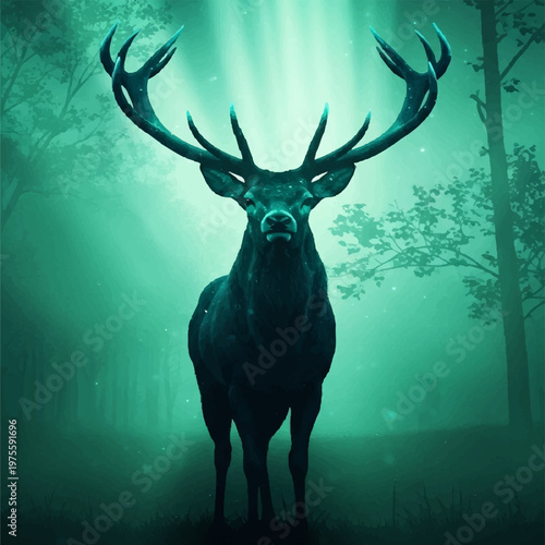 Emerald Mist Glow Silhouette