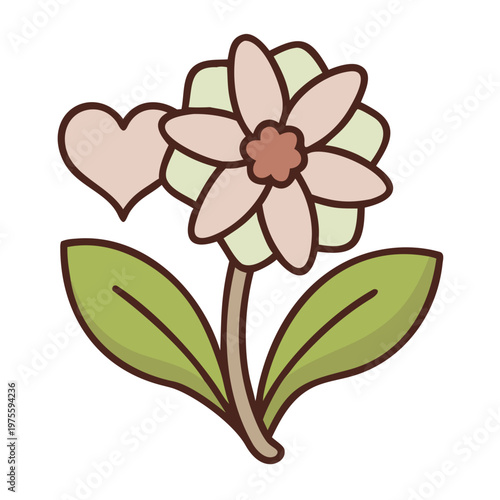 A beautiful pink orchid flower vector illustration featuring delicate petals and green leaves on a white background for spring floral design and nature decoration