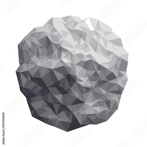 Geometric gray object with a dented surface resembling mesh, isolated on a white background