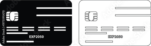 Digital fingerprint authentication and biometric security icon set. Solid line art vector icons for EXP2050 smart ID cards and access control systems.