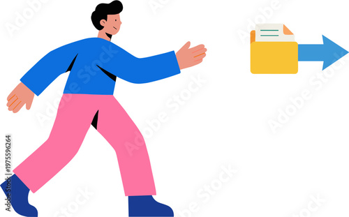 Person running with document folder outdoors quickly today