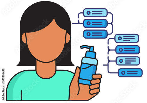 A woman applies a facial serum, showcasing a skincare routine. Clean, modern illustration with a bright, appealing aesthetic. Perfect for beauty and wellness content.