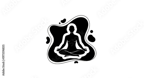 Silhouette vector art depicting a person in a lotus position for World Health Day, rendered with a clean, minimalist design and set against a crisp white background, conveying wellness