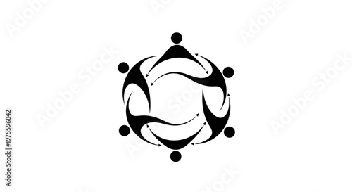 Monochrome vector illustration showing connected people as a symbol of World Health Day, depicted in a minimalist style against a clean white background, representing wellness and community