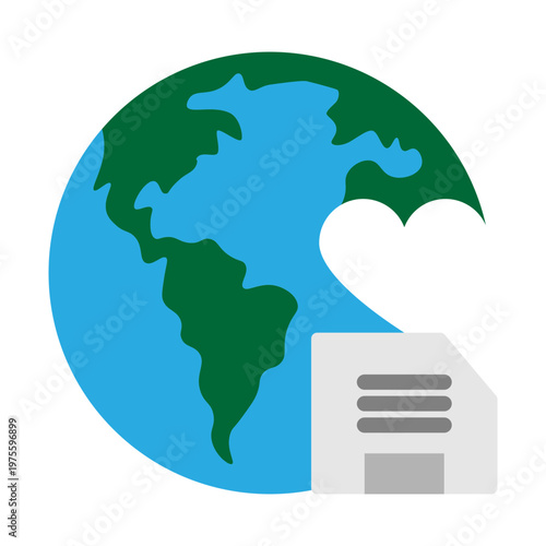 Save Earth Heart Vector Flat Icon Design