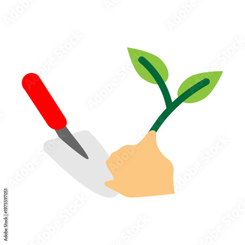 Tree Planting Vector Flat Icon Design
