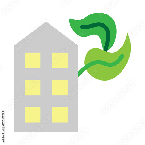 Green Building Vector Flat Icon Design