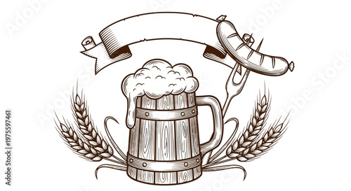 Brewery Beer Mug Illustration.