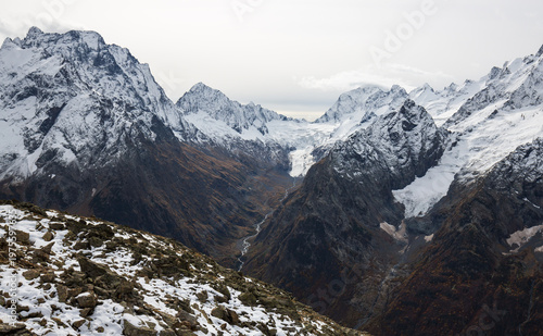 Canvas Print View of Caucasus mountains in Dombay