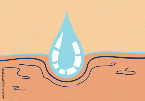 A stylized illustration depicts collagen droplets penetrating skin, emphasizing hydration and rejuvenation. Clean, modern design with a focus on skin detail.