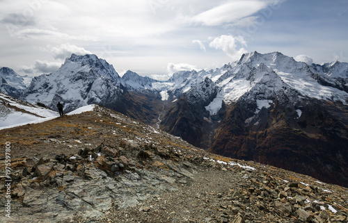 Canvas Print View of Caucasus mountains in Dombay
