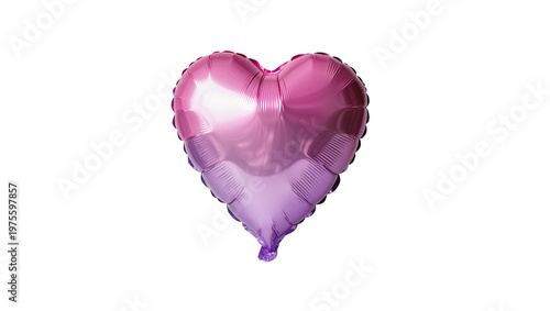 Shiny pink and purple heart-shaped balloon, isolated on transparent background