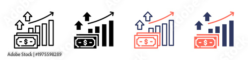 profit icon set multiple style collection