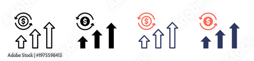 Return on Investment icon set multiple style collection