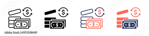 money flow icon set multiple style collection