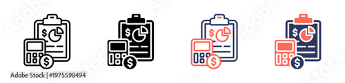 budget icon set multiple style collection