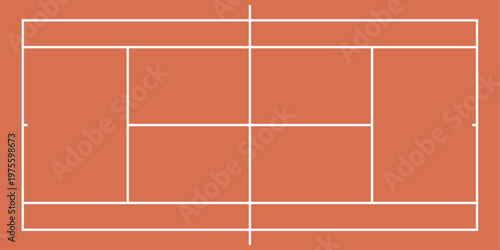 テニスコートのオレンジ色平面図アイコン（俯瞰・クレーコート・カラー・作戦盤・図解）