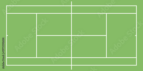 テニスコートの黄緑色平面図アイコン（俯瞰・カラー・スポーツ・作戦盤・図解）