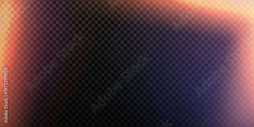 Film light flare with vintage leak effect for photo overlay. Artistic film grain and burn texture - nostalgic camera atmosphere with gradient tones for creative movie projects and retro designs.