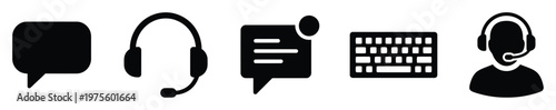 Communication and support icons for online chat assistance representing digital conversation, customer service, and technical help used for web applications or mobile interfaces