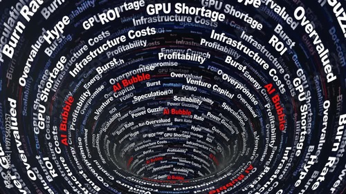 AI BUBBLE Keywords Animation on Tunnel Walls, Background, Loop
