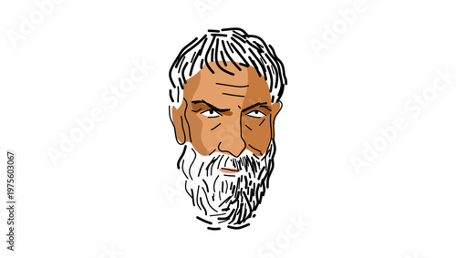 Epictetus portrait, flat vector illustration