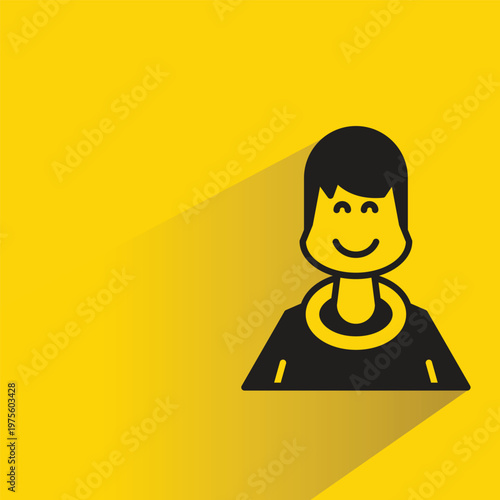 boy avatar with shadow on yellow background