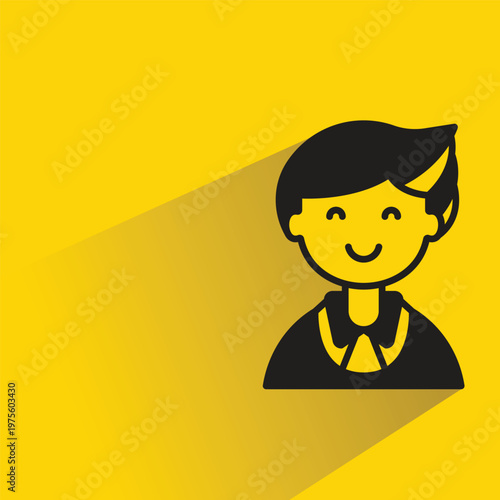 boy avatar with shadow on yellow background