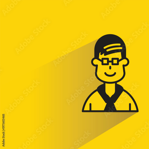 boy avatar with shadow on yellow background