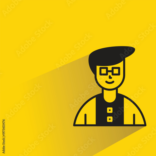 boy avatar with shadow on yellow background