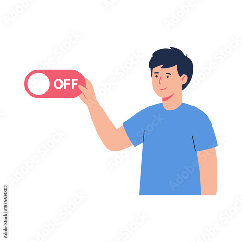 Man turns off switch with hand