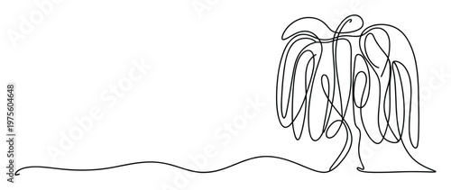 Continuous line drawing of a serene weeping willow tree gracefully flowing, perfect for natureinspired branding, minimalist graphic design, or tranquil decorative art.