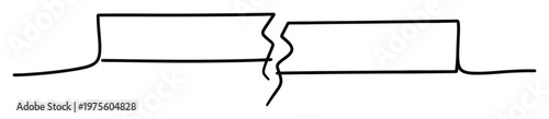 Minimalist black line graphic indicating a horizontal object break, suitable for technical plans, educational content, and drafting projects that require showing continuity