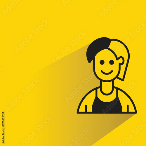 girl avatar with shadow yellow background