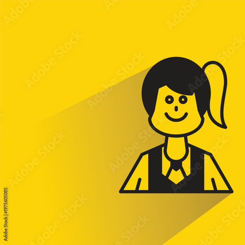 girl avatar with shadow yellow background