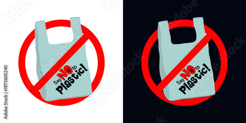 Plastic bag ban symbol promoting eco friendly shopping practices