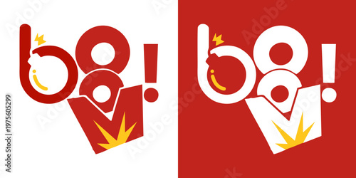 Boom logo design the letter B is like the boom and  M is like the explosion with bold typography and vibrant colors, perfect for businesses seeking a modern and dynamic brand identity