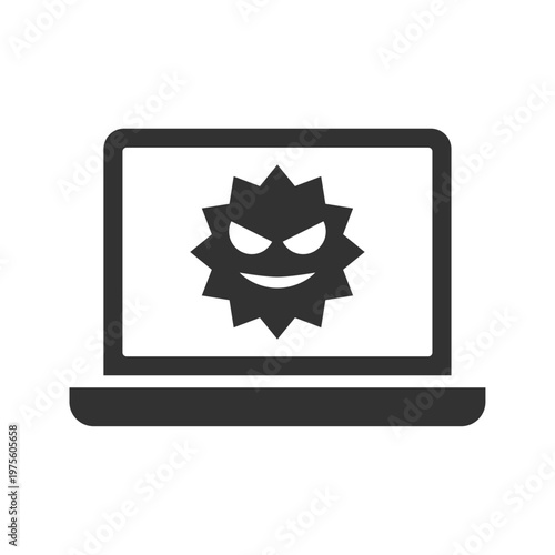 ノートパソコンウイルス感染アイコン｜マルウェア・警告・セキュリティリスク